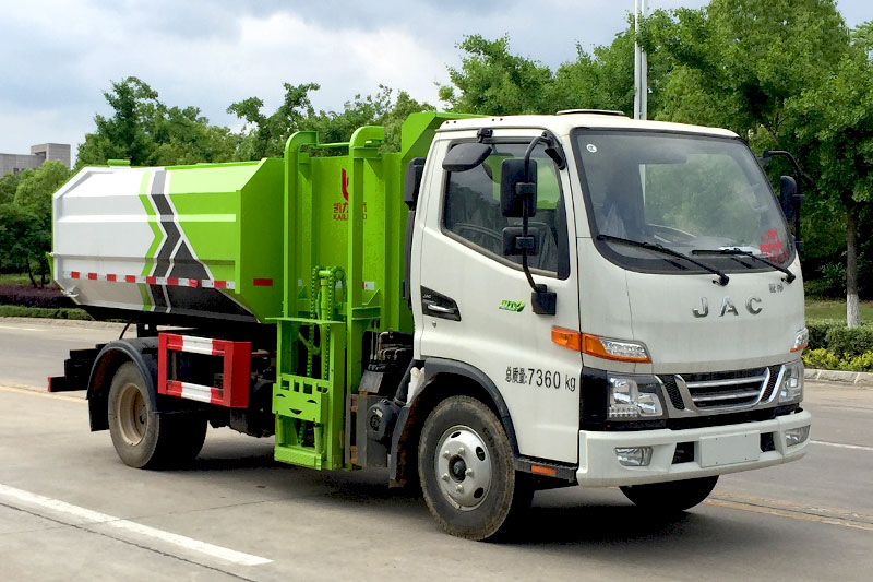 江淮駿鈴V3側(cè)裝掛桶自卸式垃圾車 5方